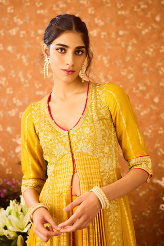 Gold Yellow Mustard Anarkali Suit