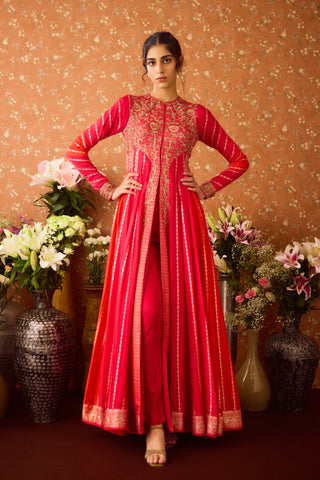 Mandarin Maroon Anarkali Suit