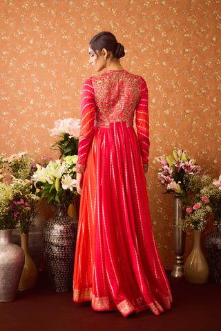 Mandarin Maroon Anarkali Suit