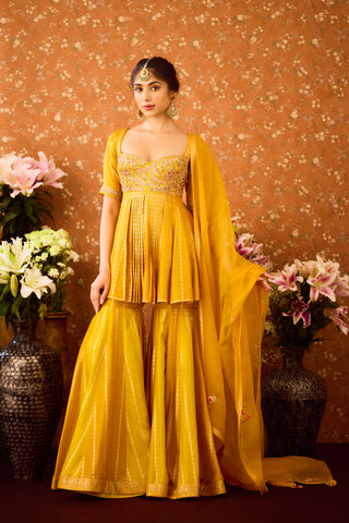 Gold Yellow Mustard Kurta Sharara Set