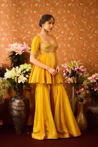 Gold Yellow Mustard Kurta Sharara Set