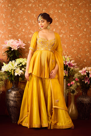 Gold Yellow Mustard Kurta Sharara Set