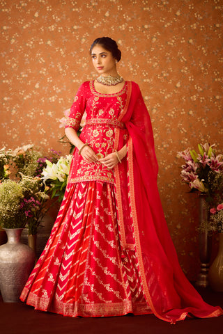 Raspberry Red Maroon Kurta Lehenga Set