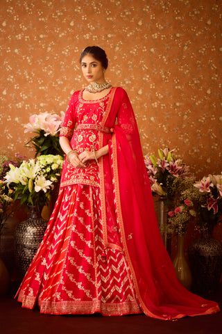 Raspberry Red Maroon Kurta Lehenga Set