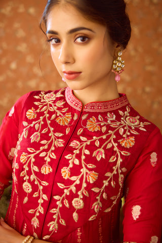 Persian Maroon Anarkali Sharara Suit