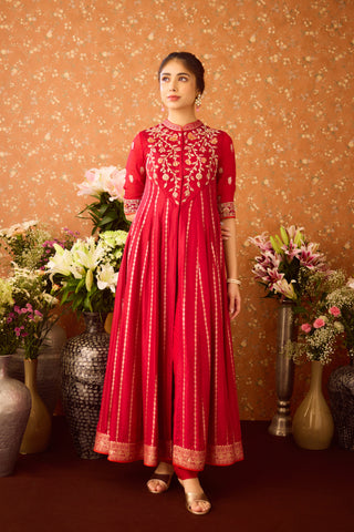 Persian Maroon Anarkali Sharara Suit