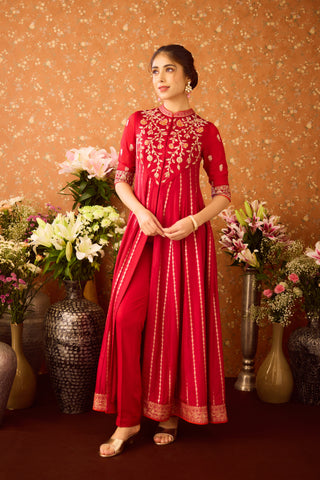 Persian Maroon Anarkali Sharara Suit