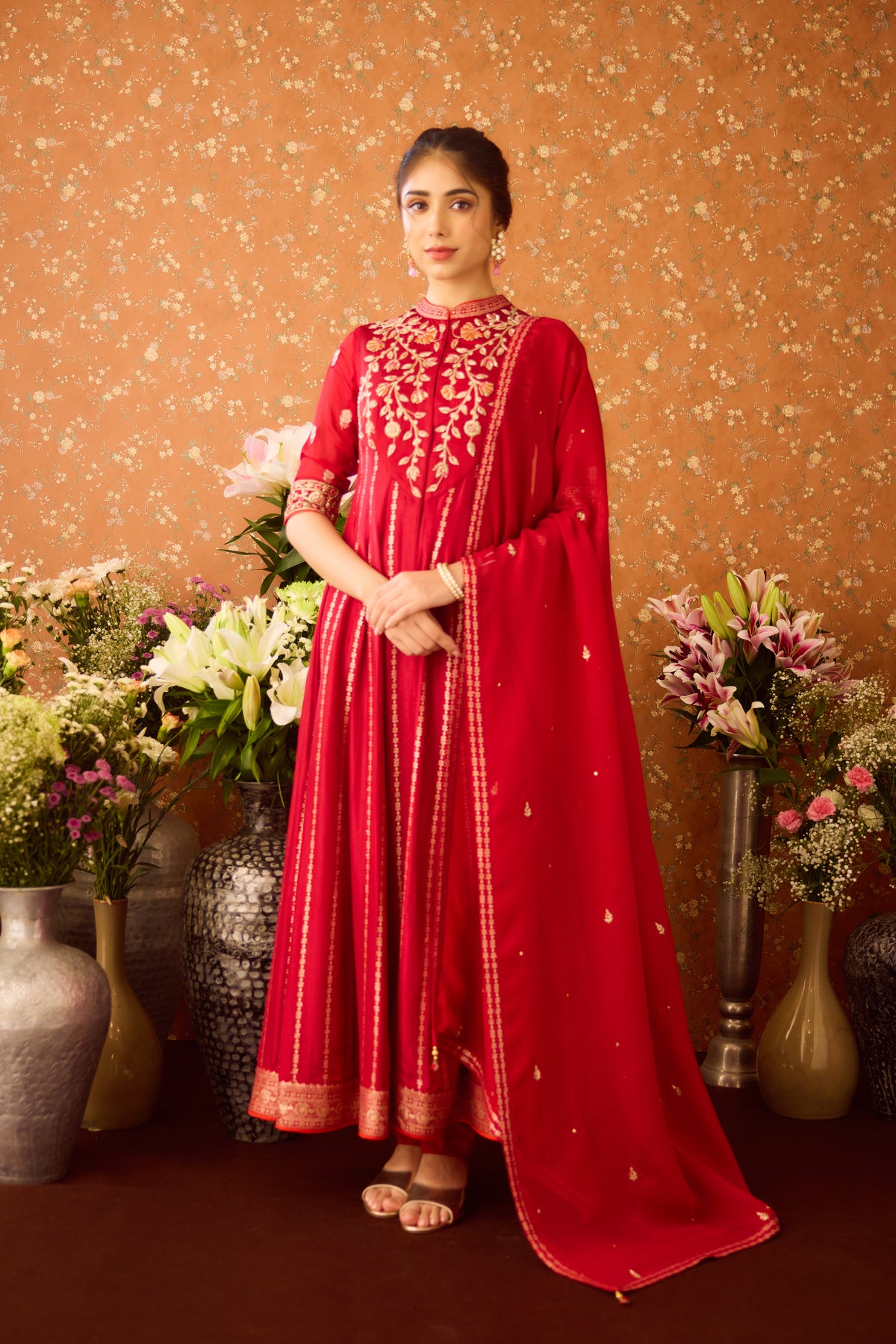 Persian Maroon Anarkali Sharara Suit