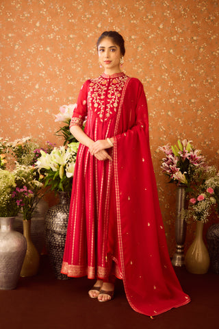 Persian Maroon Anarkali Sharara Suit