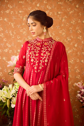 Persian Maroon Anarkali Sharara Suit