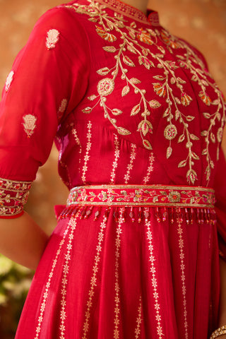 Persian Maroon Anarkali Sharara Suit