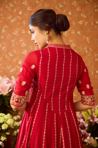 Persian Maroon Anarkali Sharara Suit