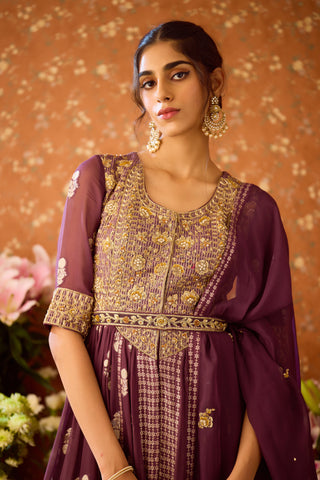 Prune Purple Anarkali Suit