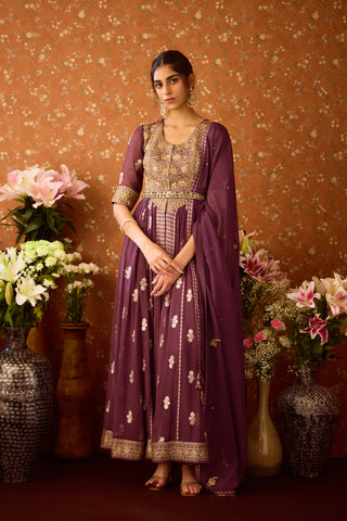 Prune Purple Anarkali Suit