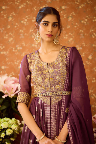 Prune Purple Anarkali Suit