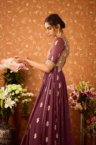 Prune Purple Anarkali Suit