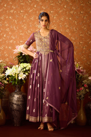 Prune Purple Anarkali Suit