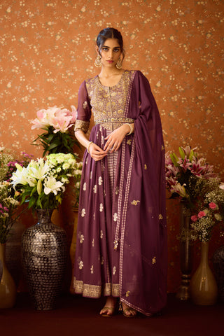 Prune Purple Anarkali Suit