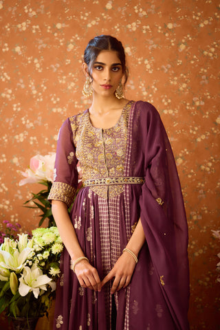 Prune Purple Anarkali Suit