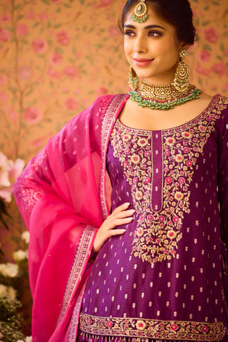 Phlox Purple Pink Kurta Lehenga Set