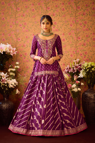 Phlox Purple Pink Kurta Lehenga Set