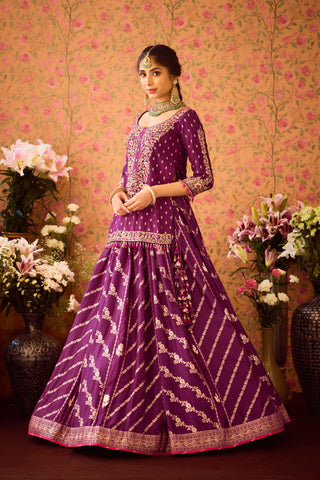 Phlox Purple Pink Kurta Lehenga Set