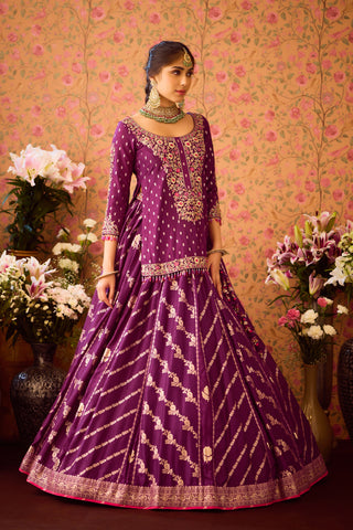 Phlox Purple Pink Kurta Lehenga Set