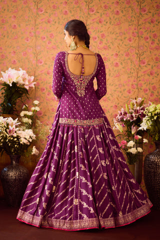 Phlox Purple Pink Kurta Lehenga Set