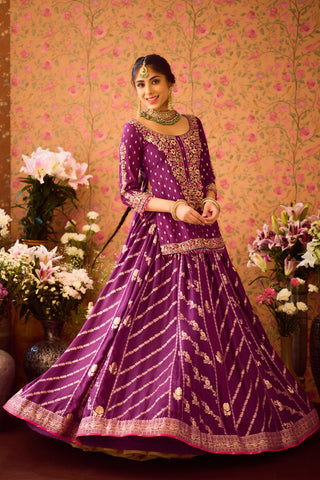 Phlox Purple Pink Kurta Lehenga Set