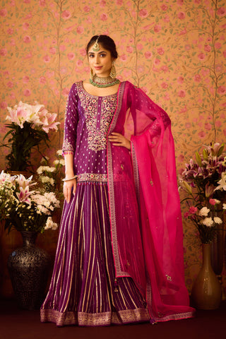 Phlox Purple Pink kurta Skirt set