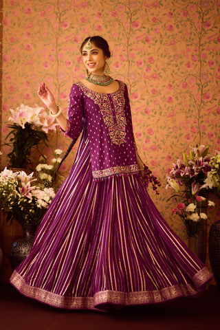 Phlox Purple Pink kurta Skirt set