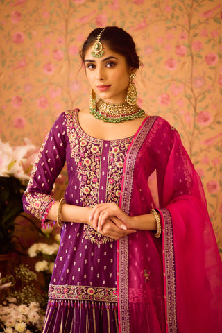 Phlox Purple Pink kurta Skirt set