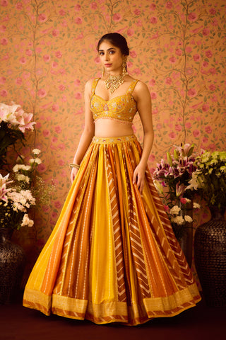 Gold Yellow Mustard Lehenga Set