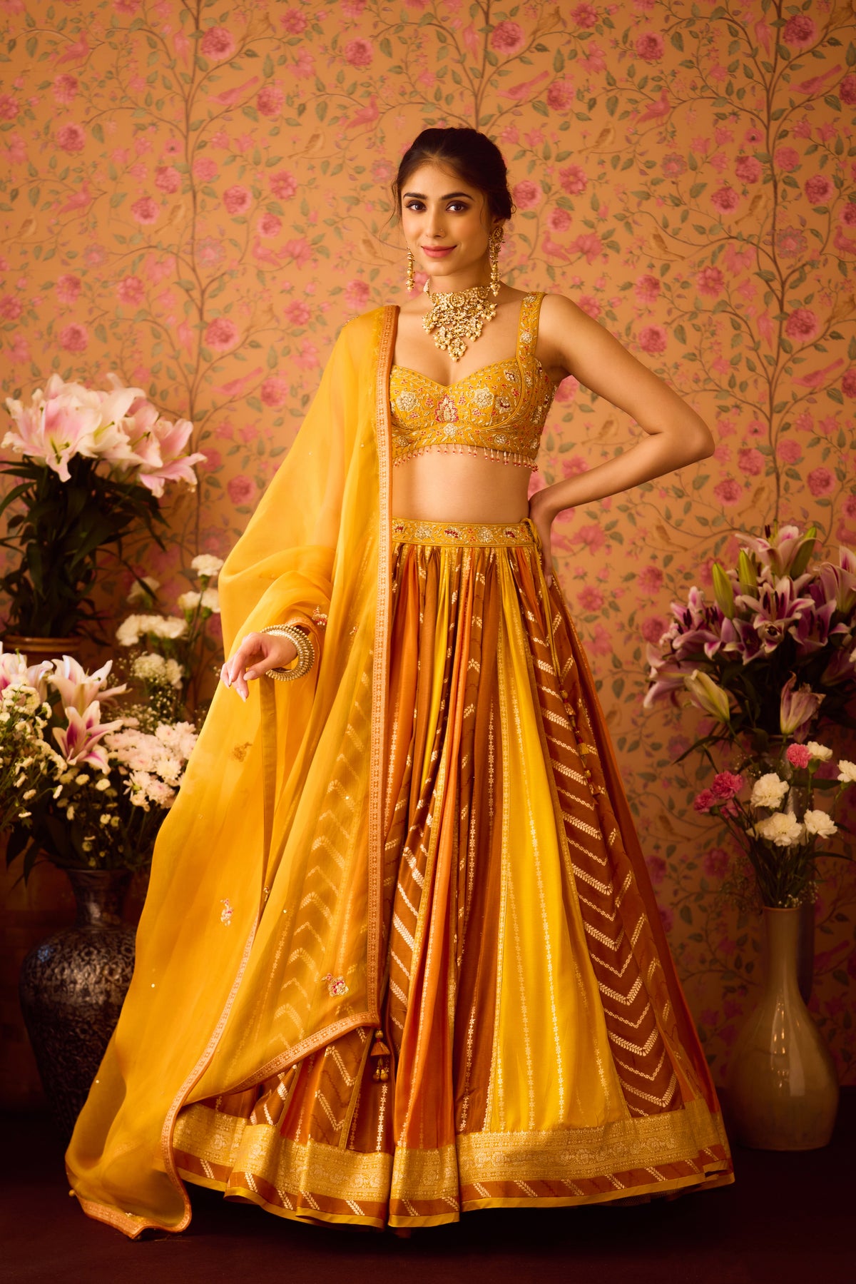 Gold Yellow Mustard Lehenga Set