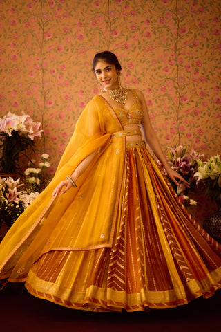 Gold Yellow Mustard Lehenga Set