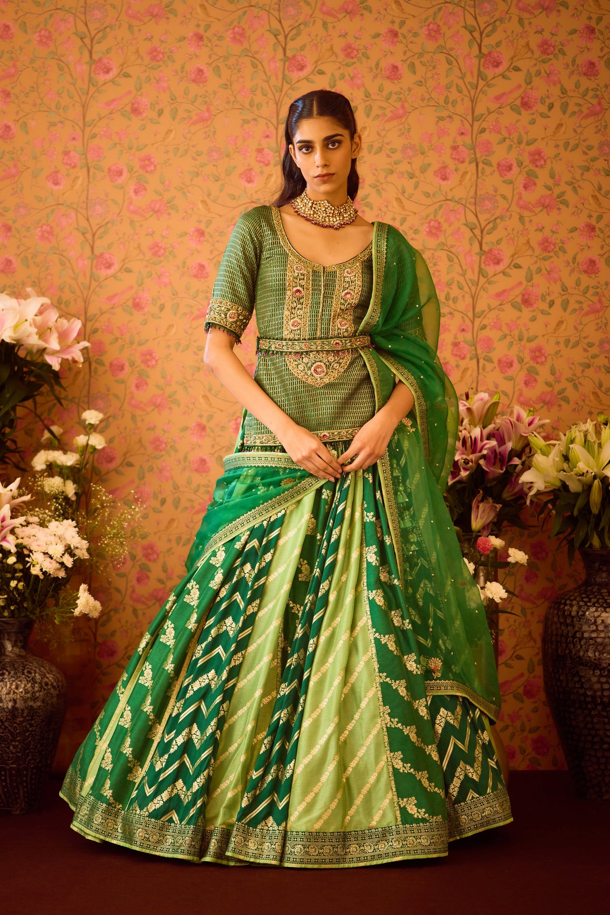 Jasper Green Choli Lehenga Set