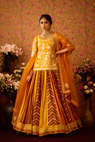 Yam Golden Yellow Mustard Choli Lehenga Set