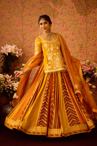 Yam Golden Yellow Mustard Choli Lehenga Set