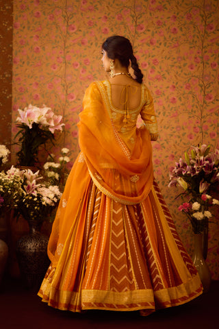 Yam Golden Yellow Mustard Choli Lehenga Set