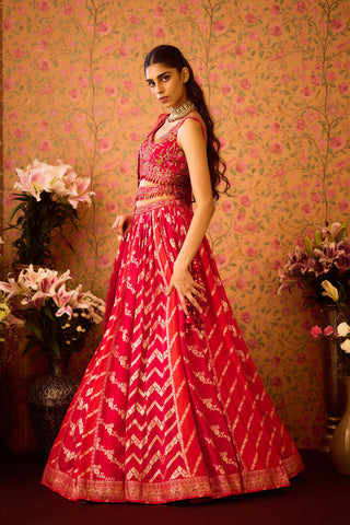 Scarlet Red Maroon Lehenga Set