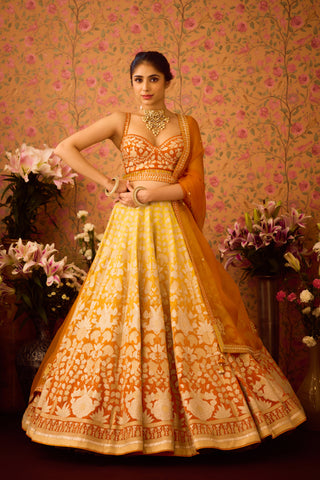 Spectra Yellow Orange Lehenga Set