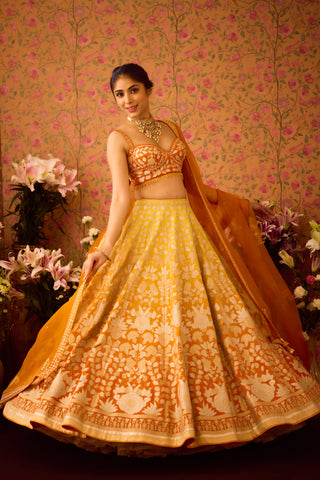 Spectra Yellow Orange Lehenga Set