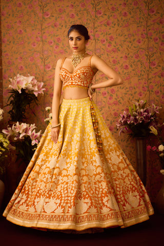 Spectra Yellow Orange Lehenga Set