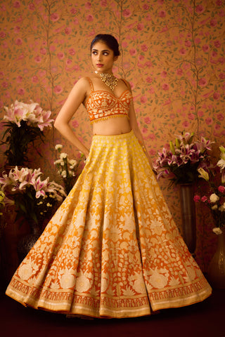 Spectra Yellow Orange Lehenga Set