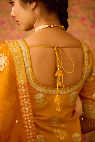 Yellow Orange Choli Lehenga Set