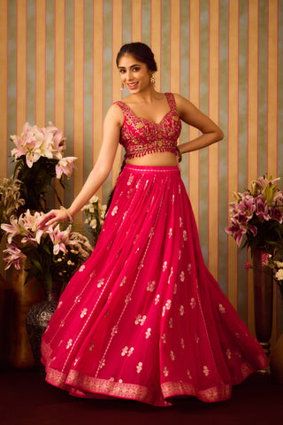 Scarlet Red Maroon Lehenga Set