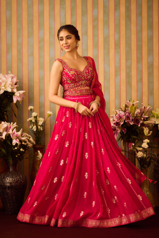 Scarlet Red Maroon Lehenga Set