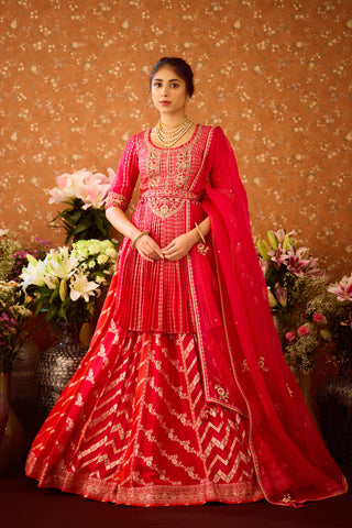 Scarlet Red Maroon Lehenga Set