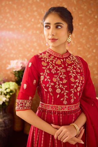 Persian Maroon Anarkali Suit