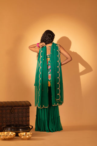 A embroidered sharara set with peplum and duptta